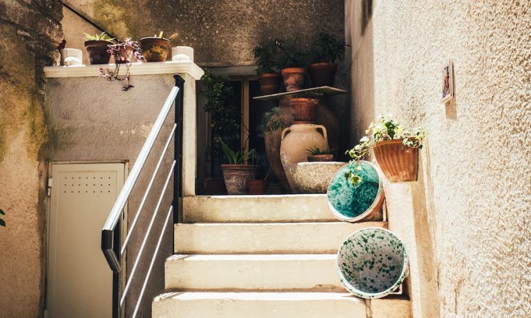 white concrete stairs scenery